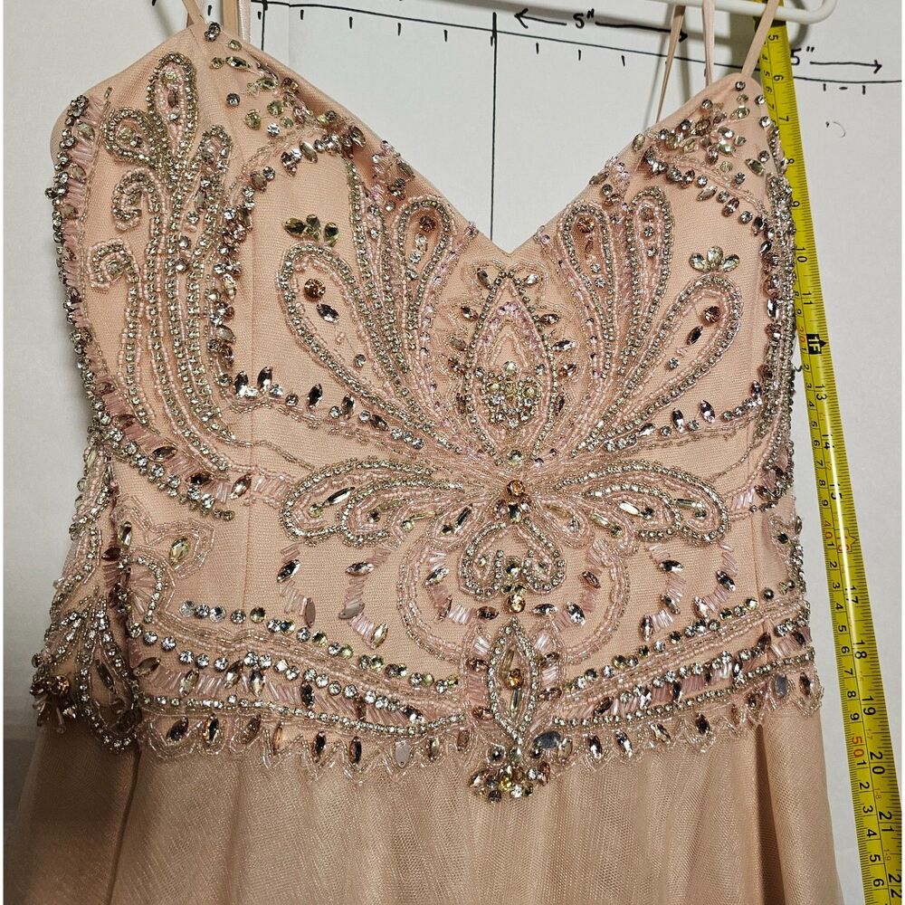 Gem encrusted Glamour by Terani Couture Ballgown Sz 2 with lace-up bodice